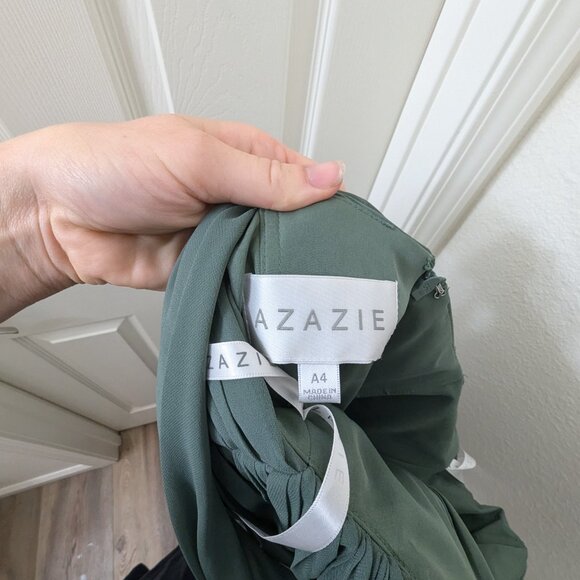 Azazie long chiffon bridesmaid dress-eucalyptus-size 4 - Picture 2 of 6
